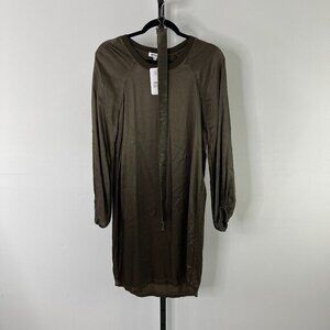 NWT LA Made Women's Army Green Crew Neck Unforgettable Belted Midi Dress Size XS